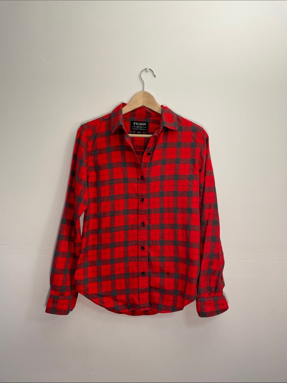 Filson Red and Black Plaid Flannel Size XS